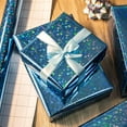 thumbnail image 5 of Blue Holographic Wrapping Paper Roll, Blue Space Gift Wrap with Shining Galaxy Design for Birthday, Baby Shower, Christmas, Father's Day, Weeding - 17 In X 32.8 Ft (46.5 sq.ft.), 5 of 12