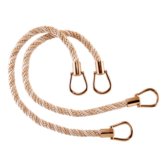 Beautiful Multi Twisted Rope Tieback with Metal Ring Tieback, 18" Spread (45.5cm), 1/2" (1cm) Thick (Style# IRTBM), Seashell Ivory Multicolor #5055 (White Ivory, Off White) Set of 2