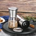 thumbnail image 3 of Beautiful Stainless Steel Salt and Pepper Grinder Set of 2 - Pepper Mill & Salt Mill with Adjustable Coarseness - Glass, 3 of 5
