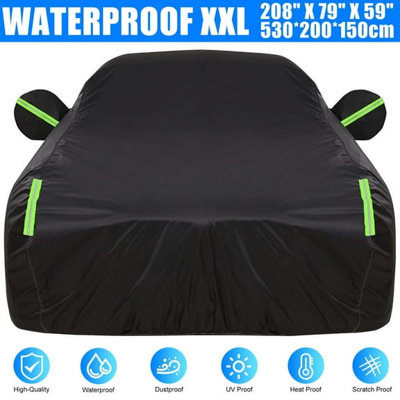 Full Car Cover Outdoor Waterproof Sun All Weather Protection 190T 530x200x150cm