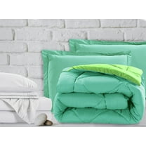 Mocassi 7-Piece Bed-in-a-Bag Comforter & Sheet Set 7-Piece Twin Size Bed-in-a-Bag, Super Cozy Bed Sheets and Comforter Set, Wrinkle and Stain Resistant, Aqua/Lime