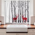 thumbnail image 2 of Ambesonne Antlers Kitchen Curtains, Deer Tree Forest Bird, 55"x39", White Black Red, 2 of 3
