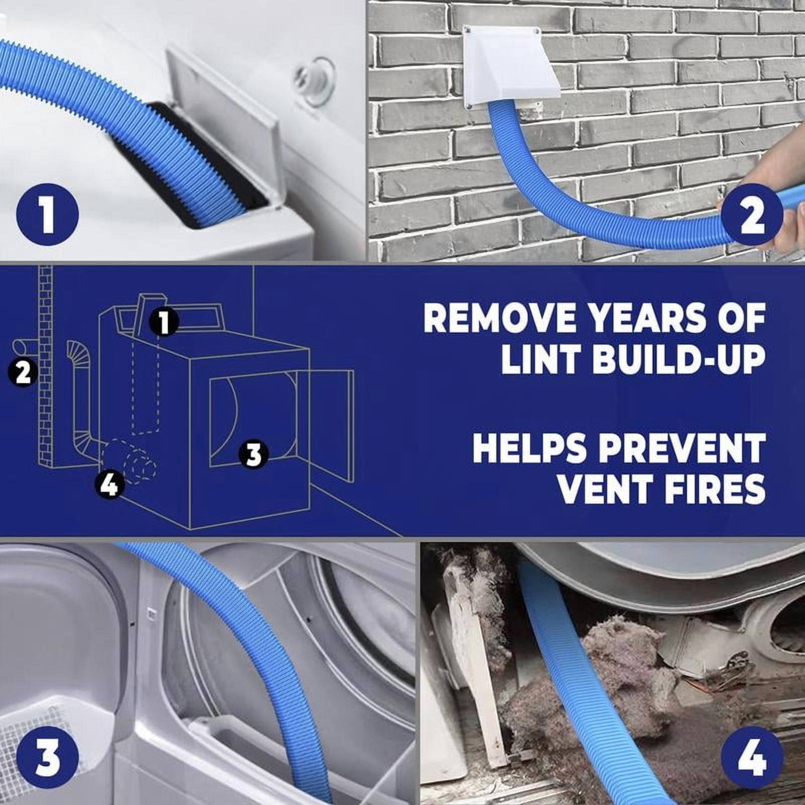 Dryer Vent Cleaner Kit Vacuum Hose Attachment Compatible with All Vacuum Cleaner, Quickly Lint Remover Cleaning Supplies Springtok