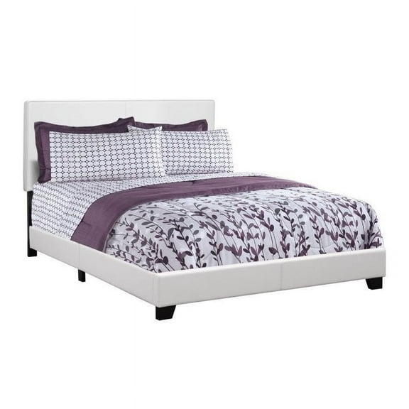 Pemberly Row Leather Upholstered Queen Bed in White