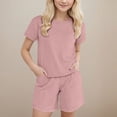 thumbnail image 2 of Baby Girl Clothes Tracksuit Summer Crewneck Crop Tops and Shorts Pocketed Kids Activewear Shorts Sets 2 Piece Sets Skirts for Girls Pink 2-3 Years, 2 of 9