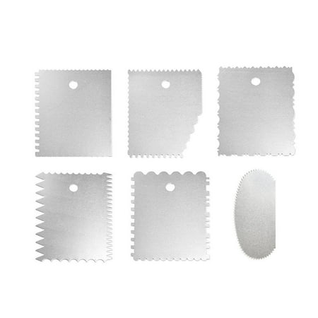 

6Pcs Stainless Steel Scraper Multilateral Icing Smoother Serrated Scraping Board