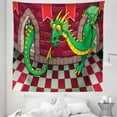 thumbnail image 1 of Cartoon Tapestry, Video Game Design Inside the Castle with Dragon Fantasy World Medieval Illustration, Fabric Wall Hanging Decor for Bedroom Living Room Dorm, 5 Sizes, Ruby Green, by Ambesonne, 1 of 1