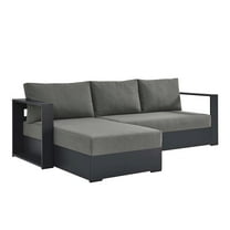 Modway Tahoe Outdoor Patio Powder-Coated Aluminum 2-Piece Left-Facing Chaise Sectional Sofa Set in Gray Charcoal