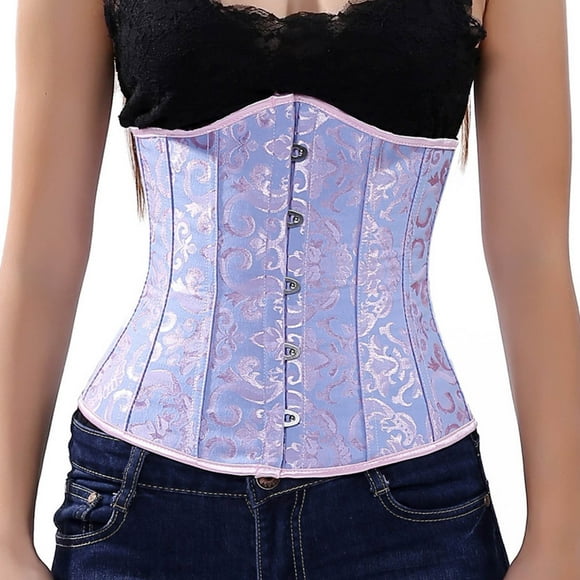 Alitao Corset Tops Tube Tops Women's Satin Underbust Corset Bustier Waist Training Cincher Plus Size Corsets Bustier Tops Clearance Sales Blue 2XL