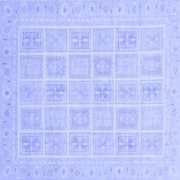 Ahgly Company Machine Washable Indoor Square Abstract Blue Modern Area Rugs, 8' Square