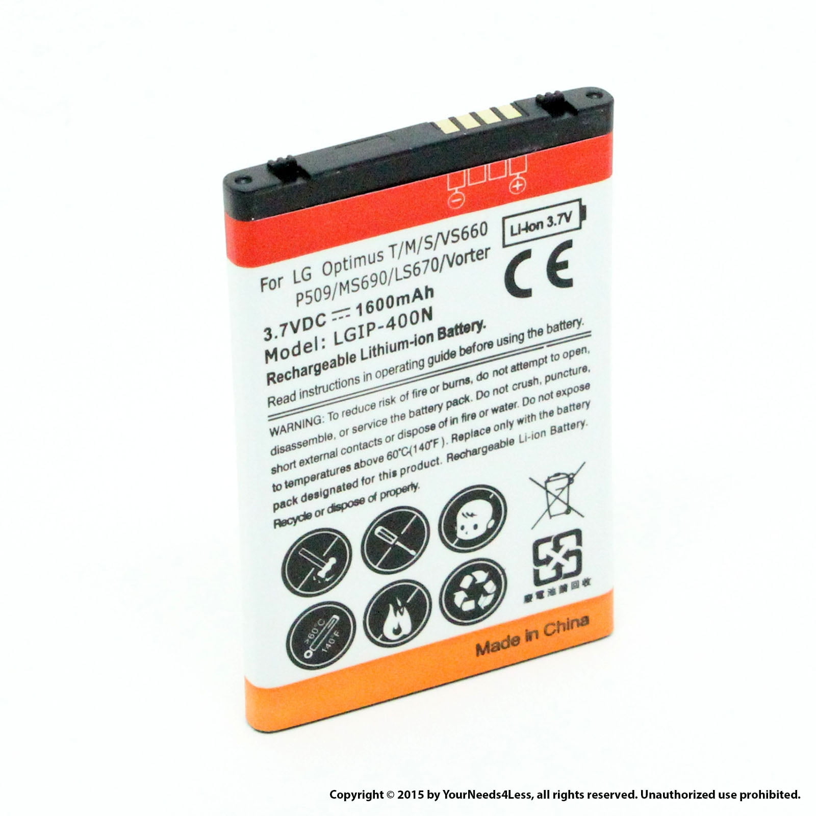 YN4L® 1600mAh Replacement Battery for LG LS670 ; Optimus S ; VS660 -  Walmart.com