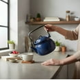 thumbnail image 6 of Novomoskovsjka Posuda Valentine Enamel Kettle with Metal Handle 3.7 Qt (3.5 L) Enameled Steel Stovetop Kettle Vintage Teapot for Stove Top, Navy Blue, 6 of 6