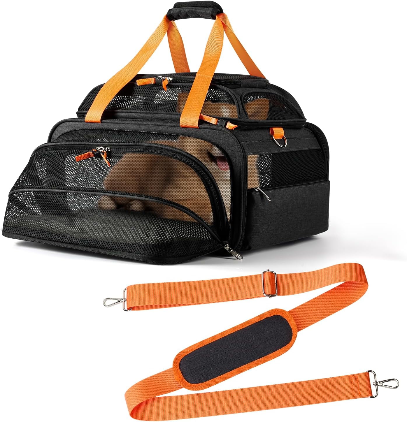 Kundu Deluxe Backpack Pet Travel Carrier with Double Wheels - Black - Appro 並行輸入品