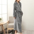 thumbnail image 2 of Defitshape Women's Long Robe Fuzzy Plush Full Length Pockets Belted Spa Bath Robes Fleece Winter Warm Grey X-Large, 2 of 5