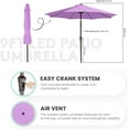thumbnail image 3 of SSyao 9FT Outdoor Patio Umbrella with Solar Lights, LED Lighted Pool Umbrella with Tilt and Crank, Outdoor Table Umbrellas for Deck, Yard & Market (Taro Purple), 3 of 7