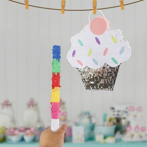 Colorful Ice Cream Cake Pinata for Birthday Parties,Surprise Candy Party Pinata - Fun & Interactive Party Decoration with Stick