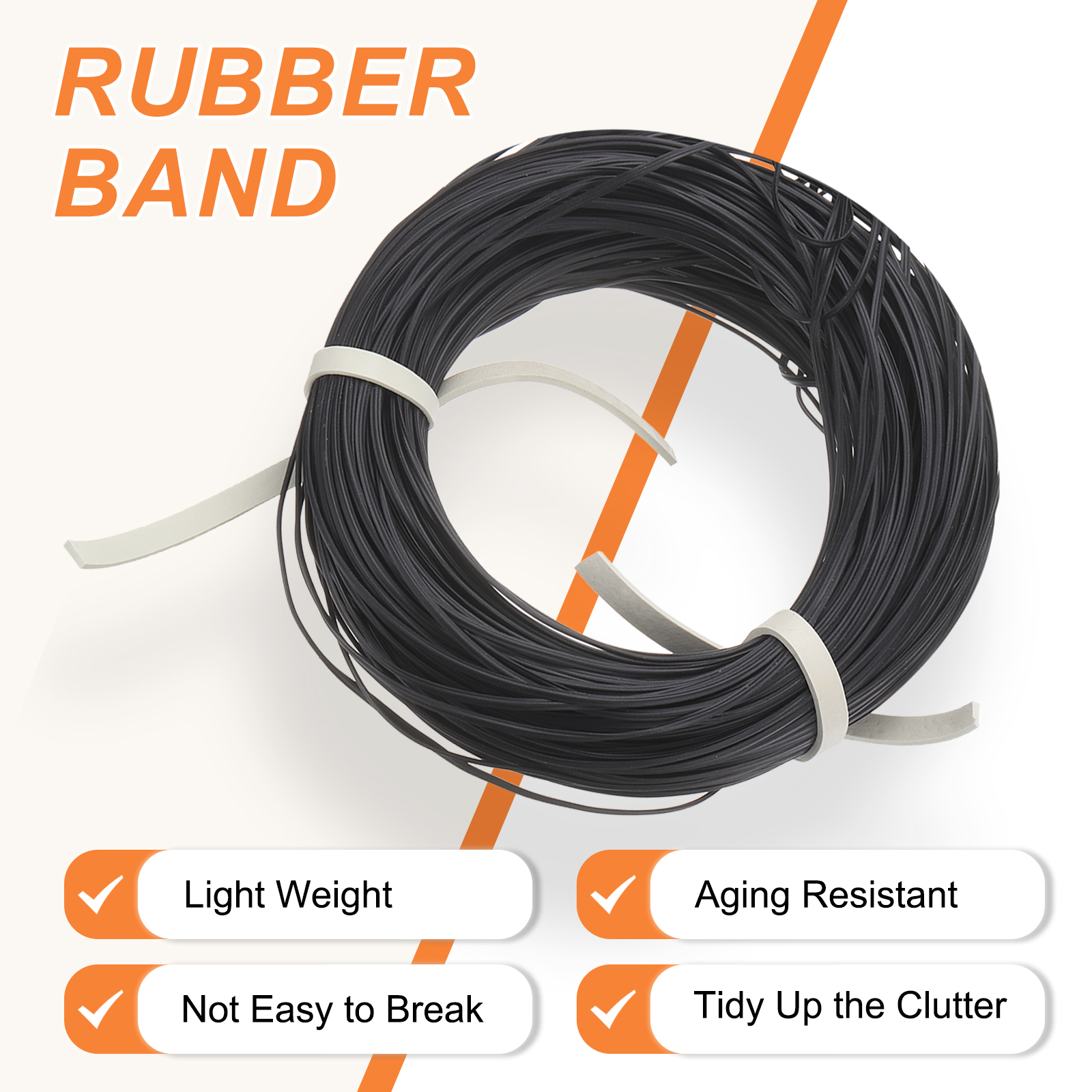 1500Pcs Rubber Bands, 0.98x0.2 Inch Elastic Bands Cable Ties for Office, White