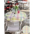 thumbnail image 4 of Outdoor Tablecloth with Umbrella Hole and Zipper, Green Beige Plaid Round Table Cloth 54 Inch Waterproof Tablecloth, Farmhouse Art Checkered Rustic Picnic Table Cover for Patio Camping, 4 of 7