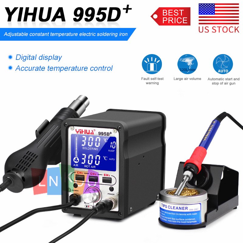 Amerteer YiHua 995D 110V 2 in 1 Soldering Station iron Hot Air Blower  Rework Station 720W Hot Air with Multiple Functions - Walmart.com