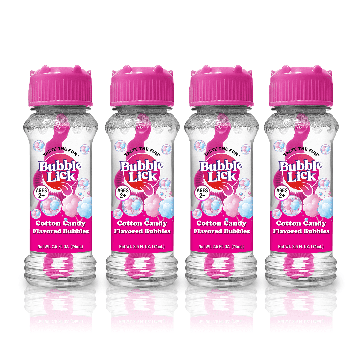 Bubble Lick Cotton Candy Flavored Bubbles 4-Pack, 2.5 fl oz Bottles