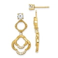 thumbnail image 2 of Sterling Silver Gold-tone 4mm Round Cubic Zirconia with Chandelier Earrings Jackets, 2 of 3