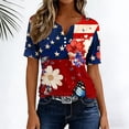 thumbnail image 7 of Xdegoge 4Th of July Patriotic Blouses for Women USA American Flag Short Sleeve V Neck Stars and Stripes Relaxed Fit Sunflower Print Flowy Summer Tops, 7 of 7