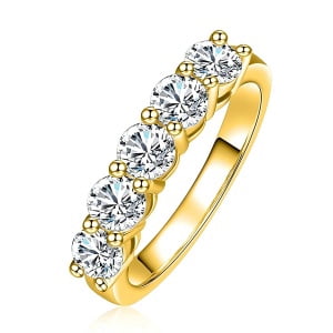 Vir Jewels 1/5 Cttw Diamond Wedding Band - 14K Yellow Gold, 9 Round Stones Prong Set, Size 7.5