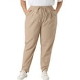 thumbnail image 2 of DARING DIVA Women's Plus Straight Leg Elastic Loose Pockets Trousers Khaki 4X, 2 of 6