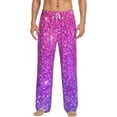 thumbnail image 2 of Lsque Pink Purple Glitter Print Men's Pajama Pants, Lounge Pant - Comfortable Home Wear,Elastic Waistband, Stylish Design-Large, 2 of 9