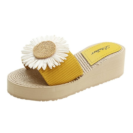 

Sandals Women Fashion Wedges Summer Fashion Flowers Fresh Thick Sole Wedge Holiday Beach Outside Wear Slippers Sandals Womens Shoes Casual