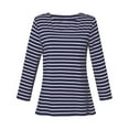 thumbnail image 4 of Blouses for Women Dressy Casual Striped Color Block Long Sleeved Crewneck Pullover Tunics Stretch Comfy Classic Fit Tee Blouses, 4 of 5