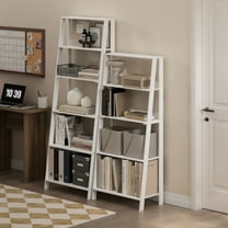 Furinno Ladder Bookcase Display Shelf in 6-Tier in White