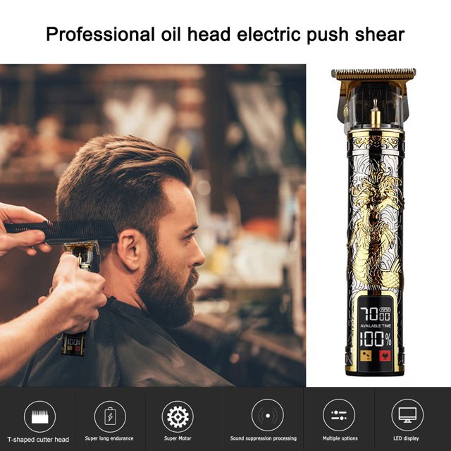 Cortadora de cabello eléctrica LED, cabezal de corte portátil en forma de T para el hogar (pez plateado) Ehuebsd Cuidado Belleza