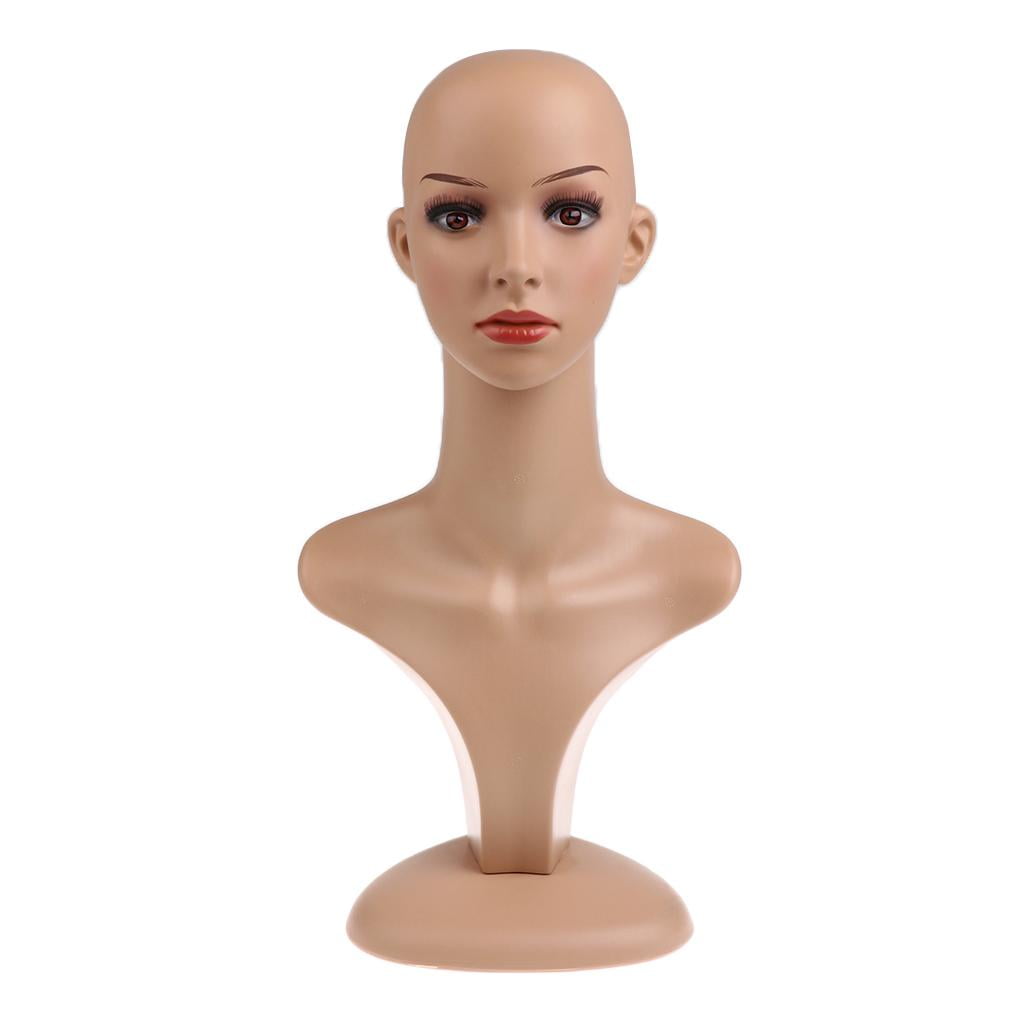Dualoai 17.7" Plastic Wig Head - Tall Female Mannequin Head Wig Stand and Holder Model,