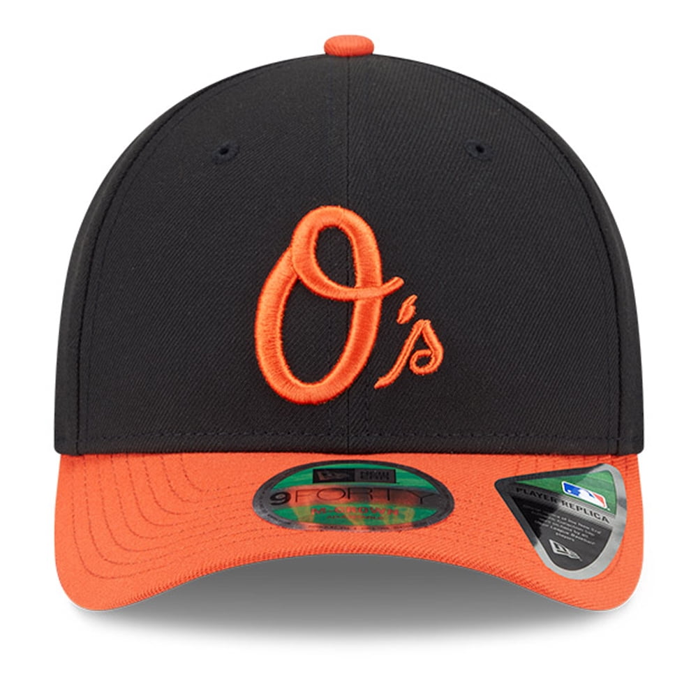 Men's New Era  Black Baltimore Orioles Player Replica 9FORTY Adjustable Hat