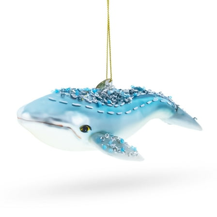 Blue Whale Glass Christmas Ornament
