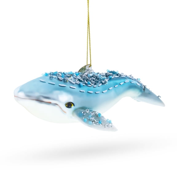 Blue Whale Glass Christmas Ornament