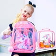 thumbnail image 2 of AGSDON 3PCS Clear Backpack for Girls, Pink Unicorn Transparent Bookbag Heavy Duty, See Through School Bag for Kids Elementary Preschool, 2 of 8