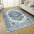 thumbnail image 2 of Lochas Vintage Boho Fluffy Rug Chenille Low Pile Area Rugs for Bedroom Living Room Indoor Floor Carpet Home Decor,9'X11',Gray, 2 of 7