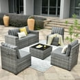 thumbnail image 2 of Ovios 6 Piece Outdoor Furniture All Weather Wicker Patio Conversation Sectional Couch with 7.68" Armrest for Garden Backyard, 2 of 6