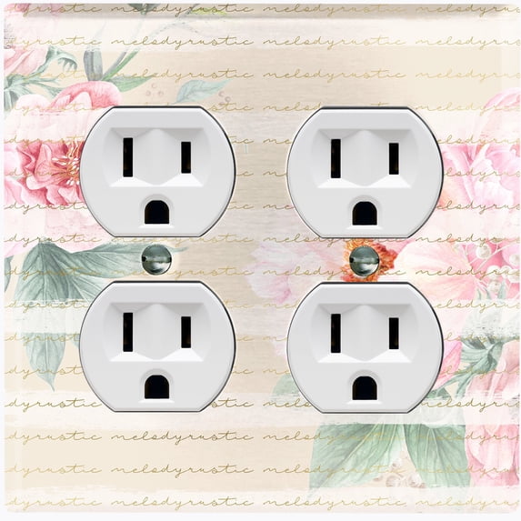 Metal Light Switch Plate Cover Elegant Floral Musical Damask Beige FLW115