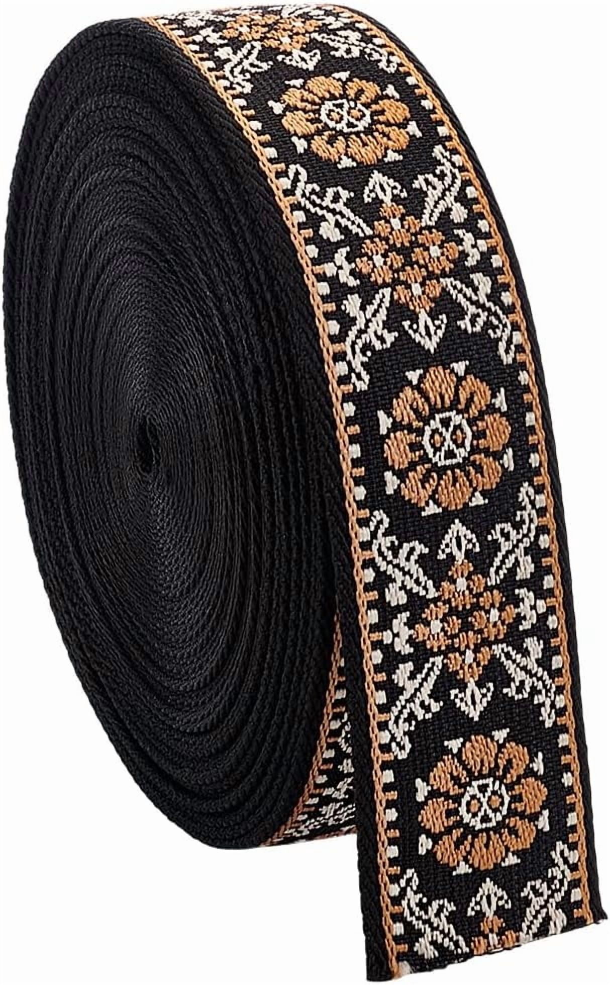10Yards Vintage Jacquard Webbing Trim 2inch Embroidered Ribbon Boho Lace Trim Ethnic Floral Embroidery Webbing for DIY Clothing Accessories Sewing Crafting Home Decor