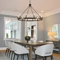 thumbnail image 3 of 12-Light 37.99 in. Rustic Wagon Wheel Chandelier for Bedroom Kitchen Black, 3 of 5