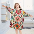 thumbnail image 5 of FORMRS Wearable Blanket Hoodie with Sleeves for Kids Cozy Flannel Sweatshirt, Colorful Flowers, 5 of 7