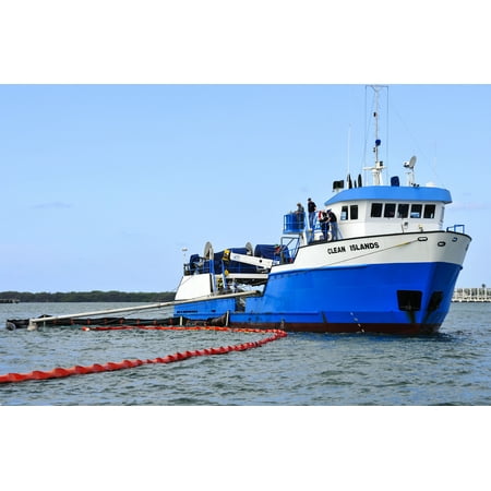 Canvas Print The oil spill recovery vessel Clean Islands recovers simulated oil during an oil spill response dril Stretched Canvas 10 x (Best Way To Clean Oil Spill In Garage)
