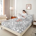 thumbnail image 3 of jejeloiu Elegant Damask King Sheets For Men Women,Floral Pattern Bedding,Black White,4 Pieces,1 Flat Sheet, 1 Fitted Sheet and 2 Pillowcases, 3 of 6