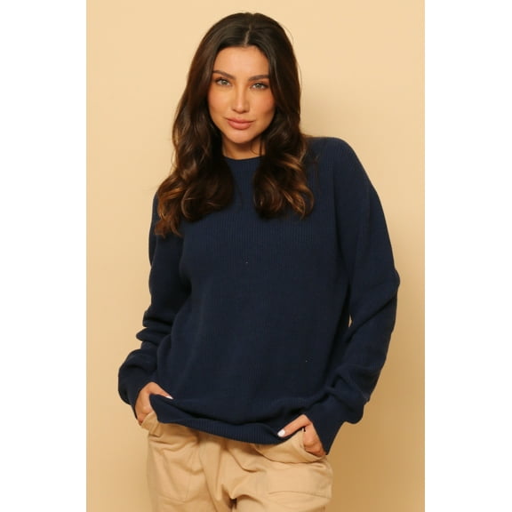 Allergy-Free Close Neck Knitted Sweatshirt ( Size: XL | Color: Indigo Blue )