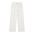 thumbnail image 7 of Womens Straight Leg Solid Sweatpants, Elastic Waist Drawstring Loose Sports Pants with Pockets, Running Fitness Outdoor Wear | VerBelle,White L, 7 of 7