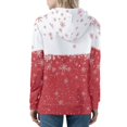 thumbnail image 2 of Suhoaziia Women's Hoodies Zip Up Ugly Christmas Red and White Stitching Snowflake Pattern Coat Winter Lightweight Thin Long Sleeve Sweatshirts Jacket with Pocket Size 5XL, 2 of 6