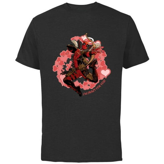 Marvel Deadpool I'm Crazy For You Valentine's Day - Short Sleeve Cotton T-Shirt for Adults - Customized-Black
